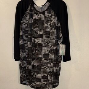 LuLaRoe Black and White Geometric Pattern Randy style Shirt